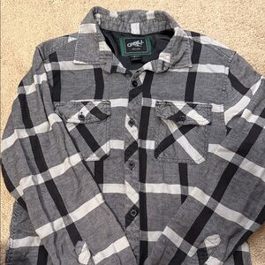 O'Neill Black and Gray Checkered Shirt Size M